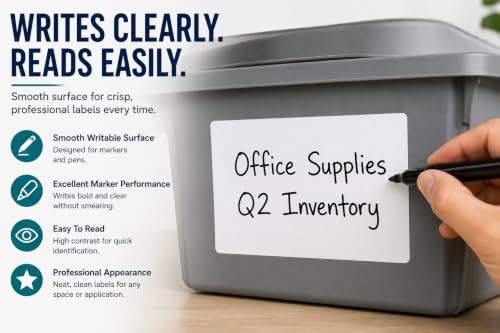 Veritack™ 250, Large Removable Labels for Bins, 4" x 6", Easy to Write, No Residue, for Storage Containers, Garage, Pantry, Closet & Home Organization, Moisture Resistant, Freezer & Refrigerator Safe