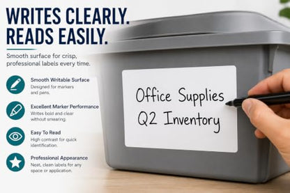 Veritack™ 250, Large Removable Labels for Bins, 4" x 6", Easy to Write, No Residue, for Storage Containers, Garage, Pantry, Closet & Home Organization, Moisture Resistant, Freezer & Refrigerator Safe