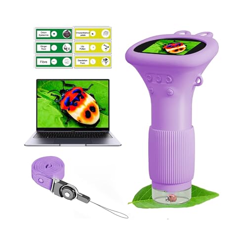 WINWEND Kids Microscope Pocket Microscope -1000X Portable Microscope for Kid | Photo and Video Mini Microscopes | 2'' Digital Little Scientist Microscopes for 3-10 Age Years Old Boys Girls Toys Gifts - color: Purple