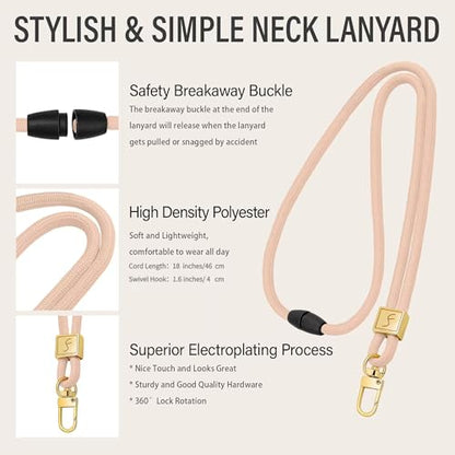 Fishent Lanyard, Cute Neck Lanyards for Keys ID Badges Holder, Keychain Key Teacher Lanyard with Safety Breakaway Buckle for Women Men, Pink Sand - color: Pink Sand