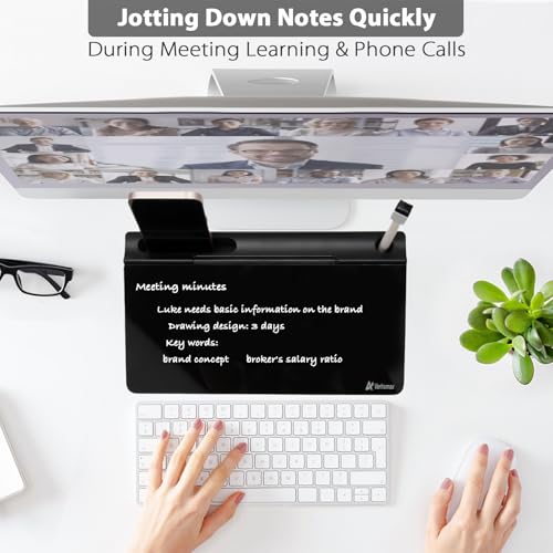 Varhomax Glass Desk Buddy Whiteboard with Storage - color: Black