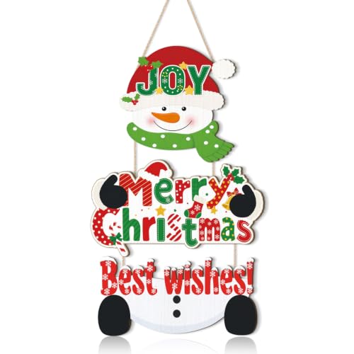 HLNIUC Merry Christmas Snowman Door Hanger Festive Best Wishes Wall Decor - color: Christmas 3