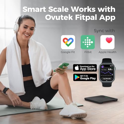 Ovutek Smart Scale for Body Weight Digital Bathroom Scale with BMI Body Fat - color: Black