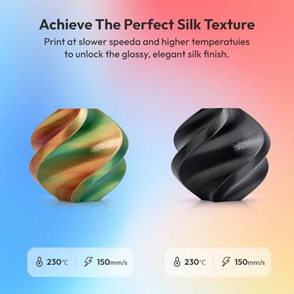 AMOLEN Silk PLA 3D Printer Filament, Shiny Silkverse 4 Colors in 1 Filament 1.75mm Multi Color from 4 Angles, 1kg Blue Yellow Red White - color: Quad Silk Blue/Yellow/Red/White