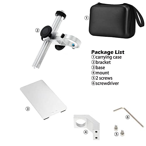 Universal Microscope Stand Pro, Stable Professional Aluminum Alloy Scope Base Holder Support Bracket for Max Diameter 1.4" USB Digital Wireless WiFi Microscope Endoscope Magnifier Camera - color: Silver