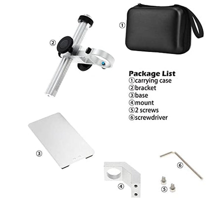 Universal Microscope Stand Pro, Stable Professional Aluminum Alloy Scope Base Holder Support Bracket for Max Diameter 1.4" USB Digital Wireless WiFi Microscope Endoscope Magnifier Camera - color: Silver