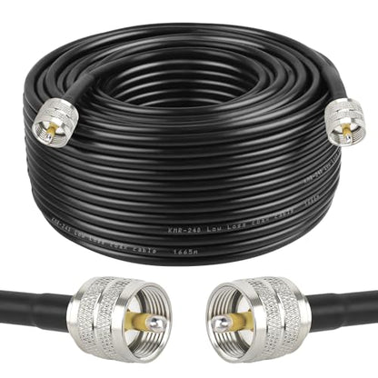 MOOKEERF RG8x Coaxial Cable 150ft,CB Coax Cable 50 Ohm,UHF PL259 Male to Male Low Loss CB Antenna Extension for HAM Radio,VHF Radio,SWR Meter,Dummy Load,Antenna Analyzer - size: 150FT
