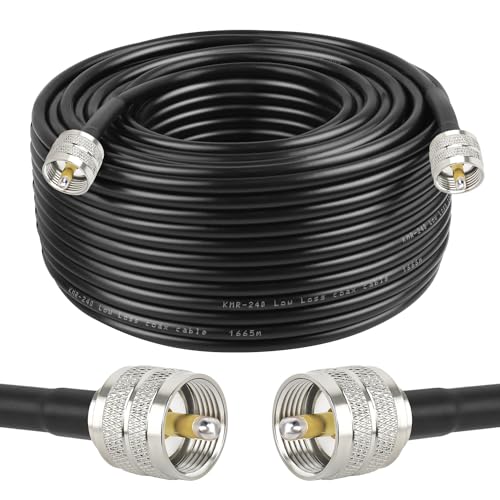 MOOKEERF RG8x Coaxial Cable 150ft,CB Coax Cable 50 Ohm,UHF PL259 Male to Male Low Loss CB Antenna Extension for HAM Radio,VHF Radio,SWR Meter,Dummy Load,Antenna Analyzer - size: 150FT