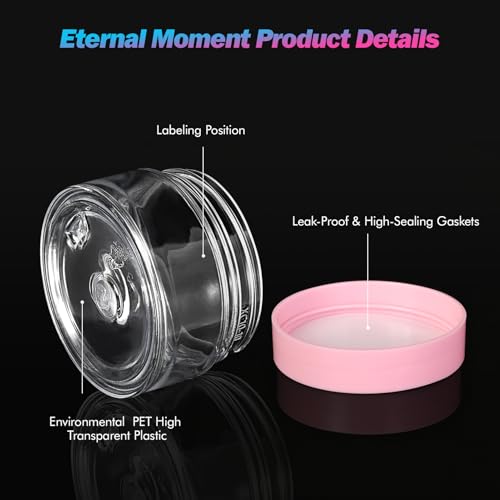 Eternal Moment 36 Pack 1 OZ Plastic Jars Clear Cosmetic Container with Lids - color: Pink Lid, size: 1 Ounce