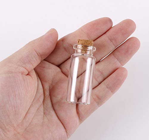 MaxMau 24PCS 10ml Glass Bottles Mini Vials with Cork Stoppers for DIY Decor