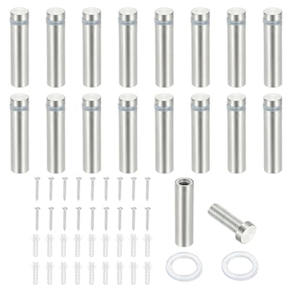 PATIKIL 1/2x2" Standoff Screws, 16 Pack Stainless Steel Stand Off Wall Mounts Wall Sign Mounting Hardware Advertising Standoff Nail for Hanging Acrylic Signs Picture Frame, Silver - size: 1/2x2"