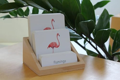 Wooden Three-part Cards Holder Cards Display Stand Cards Organizer 3 Slots Montessori