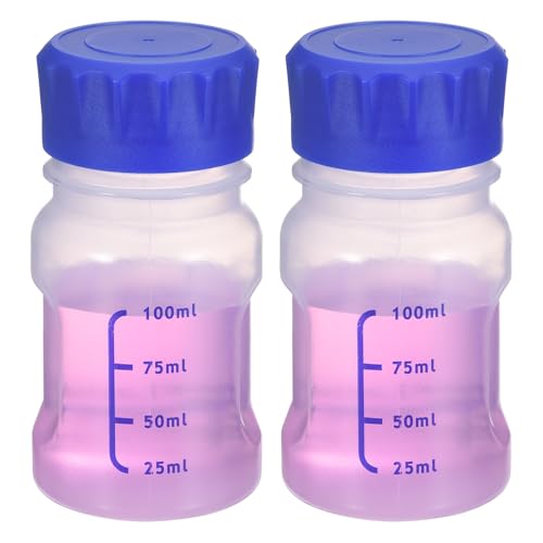 PATIKIL 100ml Reagent Bottle 2Pcs Graduated Storage PP Blue Cap Transparent - color: Transparent, size: 100ml