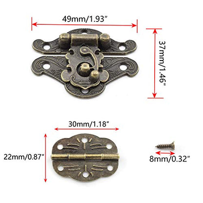 SDTC Tech Retro Design Jewelry Box Hardware Kit (2X Hasp Catch + 4X Hinges) - color: M2F4 KIT