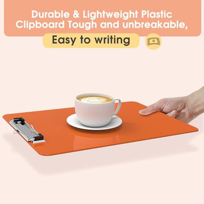 Plastic Clipboards, Orange 8.5x11 Clip Board - color: Orange