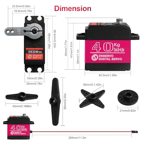 Digital Servo Full Metal Gear High Torque… (2Pcs 40KG) - style: 2Pcs 40KG