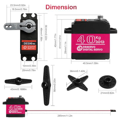 Digital Servo Full Metal Gear High Torque… (2Pcs 40KG) - style: 2Pcs 40KG