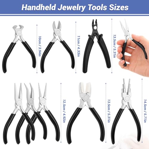 shynek 10 Pieces Jewelry Pliers Tools Set, Jewelry Making Tools Include 8 Pieces Pliers, Jump Ring Opener, Tweezers for Wire Wrapping, 3D Printing Projects and Other DIY Projects - style: Set of 8