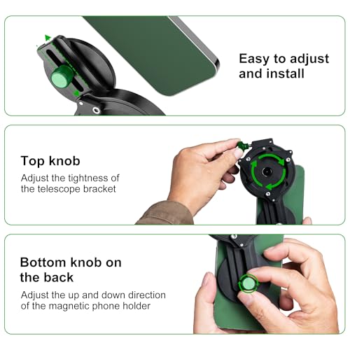 FANAUE Telescope Phone Adapter, Spotting Scope Smartphone Phone Mount for Binoculars Monocular Microscope, Magnetic Cell Phone Digiscoping Holder for Camera Photography