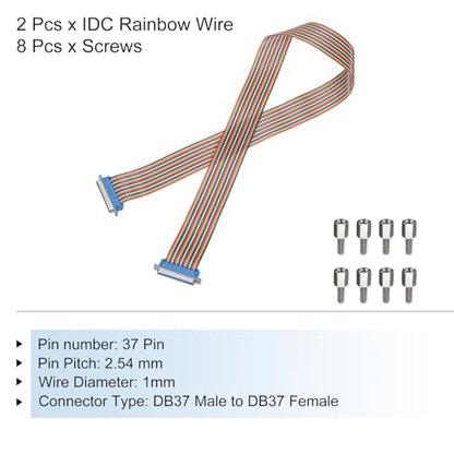 MECCANIXITY 2 Pcs IDC Rainbow Wire Flat Ribbon Cable DB37 Male to DB37 Female 39 Inch Length 2.54mm Pitch Breadboard Jumper Wires for Electronic Projects - size: 39 Inch, style: DB37 Male to DB37 Female