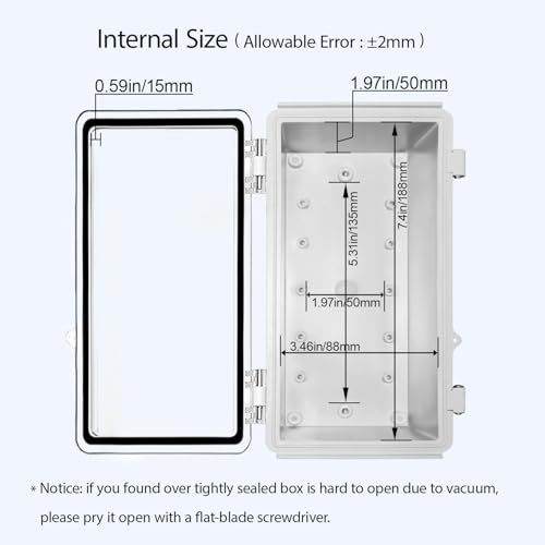 LeMotech Electrical Box, IP67 Waterproof Hinged Clear Cover Stainless Steel Latch Junction Box, ABS Plastic Electrical Enclosure with Mounting Plate,Wall Brackets, Cable Glands,8.2"x4.2"x2.9",Grey - color: Clear Cover, size: 8.2"x4.2"x2.9"