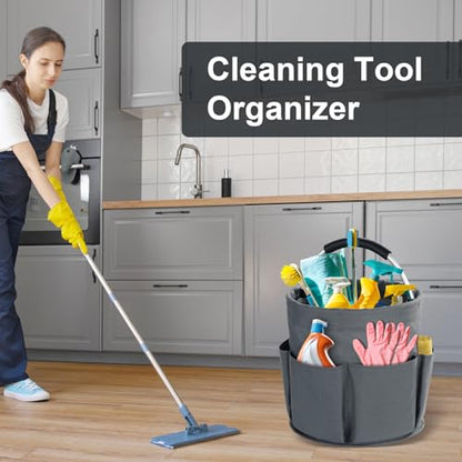 Cleaning Caddy with Handle, Cleaning Supplies Organizer Collapsible Bucket - color: Dark Grey