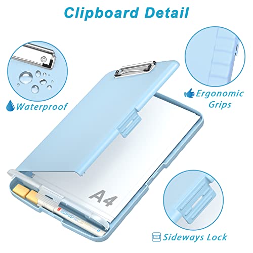 Rimilak Clipboard with Storage, 8.5 x 11'' High Capacity Clip Board, Blue - color: Light Blue