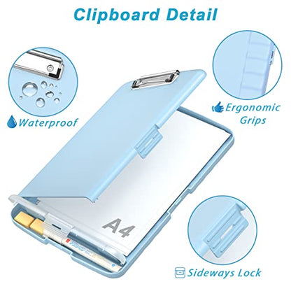 Rimilak Clipboard with Storage, 8.5 x 11'' High Capacity Clip Board, Blue - color: Light Blue