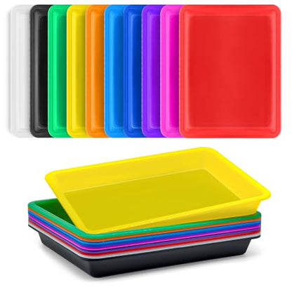 10 Pack Colorful Plastic Art Trays,10 Colors Activity Crafts Tray,Multicolor Art Serving Tray,Activity Plastic Art Trays for DIY Projects,Beads,Painting,Jewelry