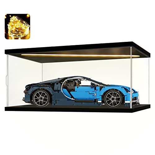 Acrylic Display Case for Collectibles Clear Acrylic Boxes for Display Action Figures Car Model Building Kit 42083 Display Case Room Decoration Box(Black-Solid Yellow; 23.6*15.7*9.8 inch) - color: Black-solid Yellow, size: 23.6*15.7*9.8 inch