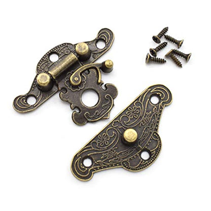 SDTC Tech Retro Design Jewelry Box Hardware Kit (2X Hasp Catch + 4X Hinges) - color: M2F4 KIT