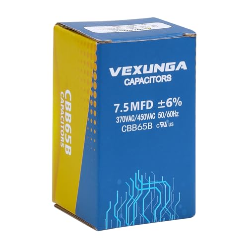 VEXUNGA 7.5uF 7.5 MFD 370VAC 440VAC 450VAC 50/60Hz CBB65B Round Run Start Capacitor for AC Unit Fan Motor Start or Pool Pump or Air Condenser Straight Cool - style: [V02] 7.5uF Round