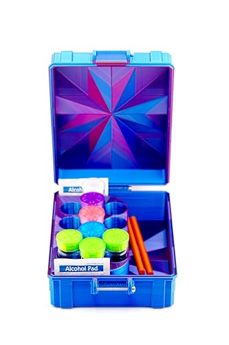 13-Slot 10 ml Vial Case with Storage Compartment| Organizer for GLP-1, Peptides, Research - color: RGB Metallic
