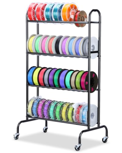 AHOWPD 3D Printer Filament Storage Rack with Wheels for 40pcs Filaments