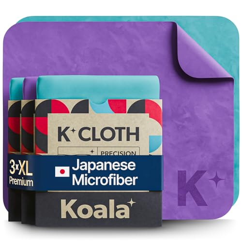 Koala Lens Cleaning Cloth | Japanese Microfiber | Blue & Purple (Pack of 3) - color: Purple / Blue, size: 3 Pack (XL)