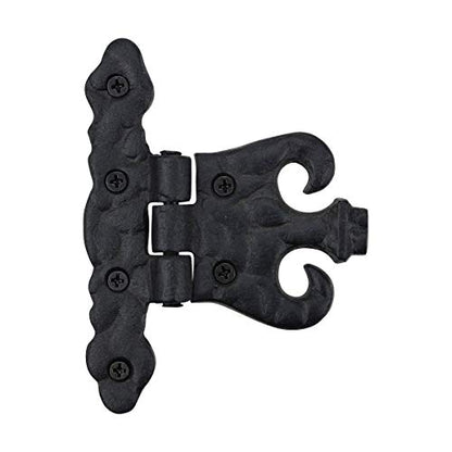 Renovators Supply Manufacturing Pack of 2 Cabinet Door Hinge with Hardware 4.5 in. Black Wrought Iron Rust Resistant Flush Mount Hinge for Cabinets - size: Pack of 2