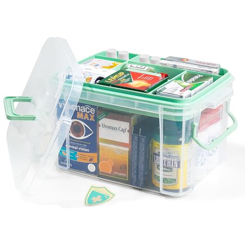 15qt Medicine Organizer - Plastic Portable Storage Box with Handle Green - color: Green