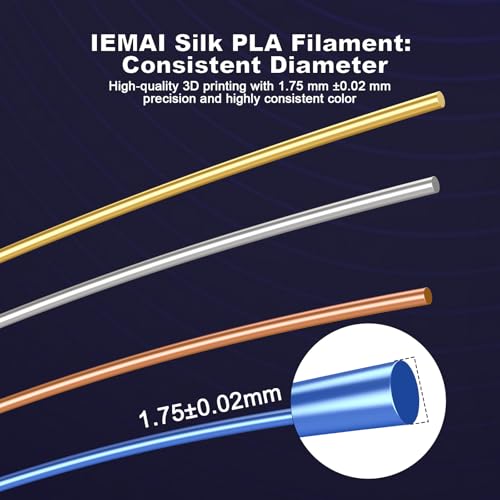 IEMAI Silk PLA+ Filament 1.75mm, Silk Black, 1KG - color: Black