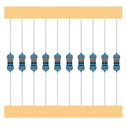 50 Values 1/4W 0 Ohm-10M Ohm ±1% Tolerance Metal Film Resistor Assorted 1/4 Watt Common Fixed Resistors Assortment Kit - style: 1/4W