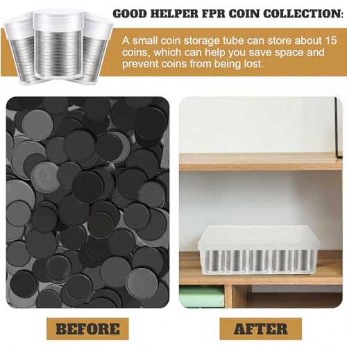 Qunclay 16 Pack Half Dollar Coin Tubes with Storage Box Screw Lid Holder - size: Half Dollar