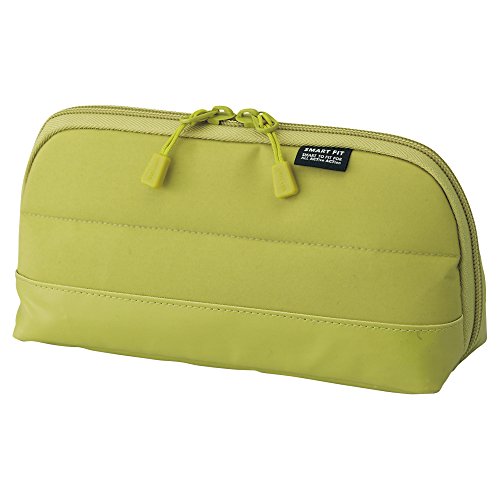 LIHITLAB Compact Pen Case, Water & Stain Repellent - color: Yellow Green, style: Wide Open