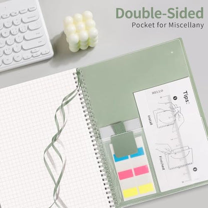 AHGXG Spiral Graph Paper Notebook, 110 Pages, A4 (8.5" x 11") - color: Sage Green, style: A4-Graph