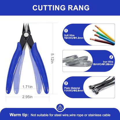 2 Pack Wire Cutters Set, 6"+5" Flush Cutters, Side Cutting Pliers