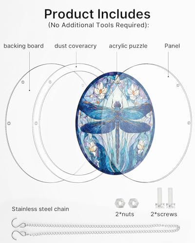 KaayeeWood Acrylic Suncatcher Puzzle, Moonlit Dragonfly-8.9 in - color: Moonlit Dragonfly, size: 8.9 in