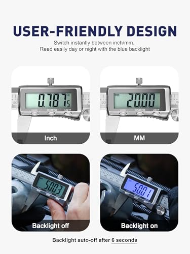 6'' Rechargeable Digital Caliper, All Metal & Long Lasting Design