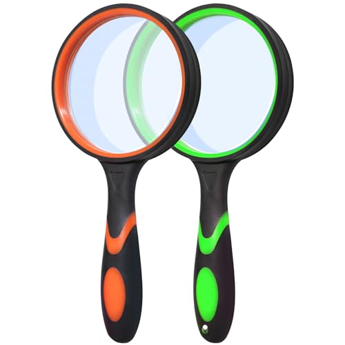 Wapodeai 10X Magnifying Glass for Seniors & Kids Set of 2 - color: Green & Orange