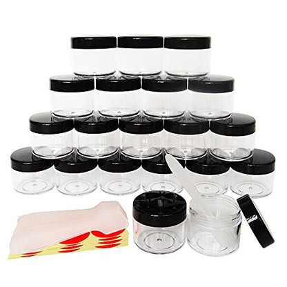 20pcs 20ml Makeup Sample Round Pot, 20g Empty Storage Container - color: 20pack 20ml Black