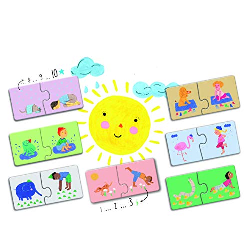 YOGi FUN Yoga Matching Puzzle Pairs | Educational Yoga Game for Kids Ages 2–5 | Learn 10 Yoga Poses, Animals, Colors & Counting | 20 Durable Pieces | Created by Certified Kids Yoga Teacher & Educator