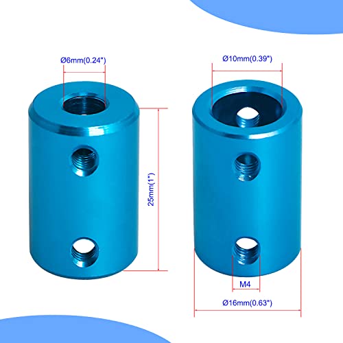 6mm to 10mm Rigid Couplings Set Screw Shaft Stepper Motor, Length 25mm / 1" Motor Coupler Connector Rigid with Screw for 3D Printer, RC Robot, Car Model Shaft, CNC Machine, DIY Encoder 2 Pcs - size: 6 to 10