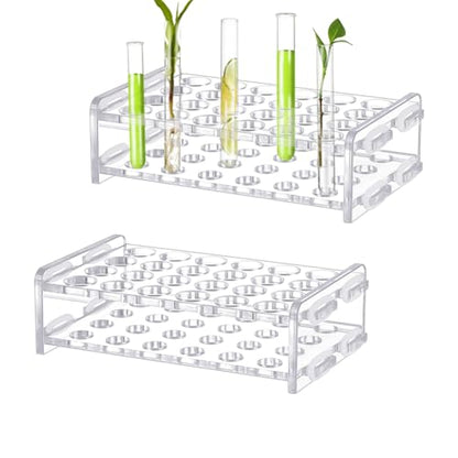 UNICRAFTALE 2 Set 24-Holes Acrylic Test Tubes Holder Rack Lab Supplies Rectangle Clear Tests Tube Rack Round Holes Tests Tube Holder for Test Tubes Chemistry Laboratory 5.27"x2.95"x1.45" - size: 13.4x7.5x3.8cm